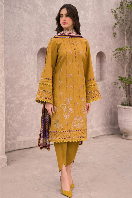 ZN618-Jazmin WINTER 3PC Dhanak Embroidered suit with Printed Shawll
