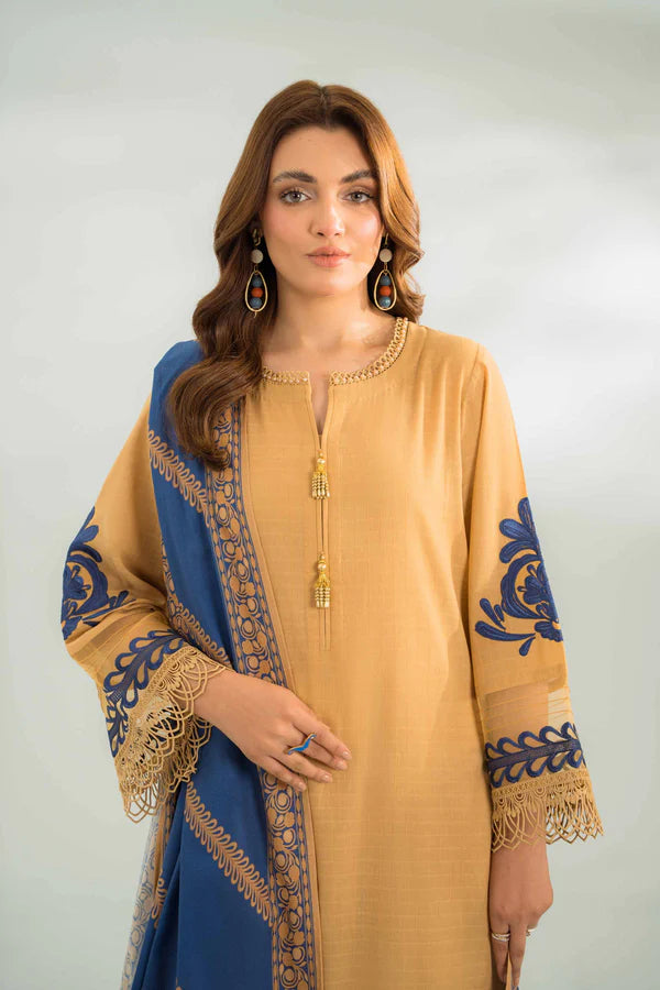 ZN751-SUMMER 3PC Lawn Embroidered Shirt With Chiffon Embroidered Dupatta