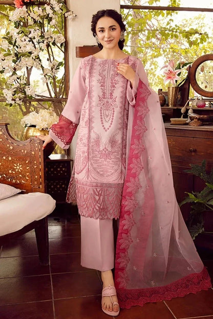 ZN215-LUXURY EMBROIDERED LAWN 3PC WITH EMBROIDERED ORGANZA DUPATA