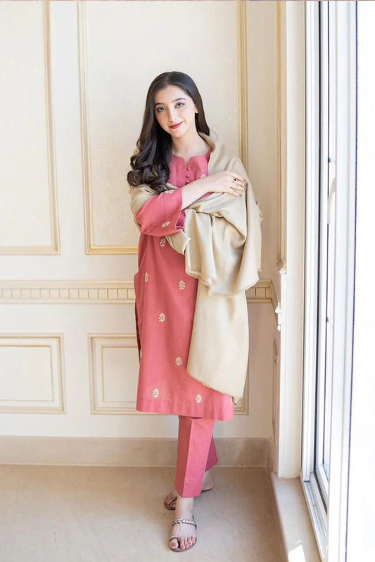 ZN611-Asling Winter 3PC Dhanak suit with Dhanak Shawll