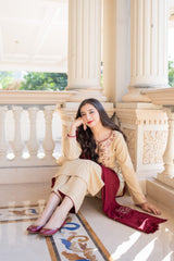 ZN614-WINTER 3PC Dhanak suit with Embroidered Shawll
