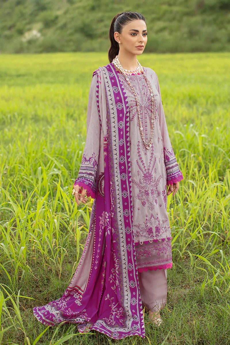 ZN924-WINTER 3PC Dhannak Embroidered suit with Printed Shawll