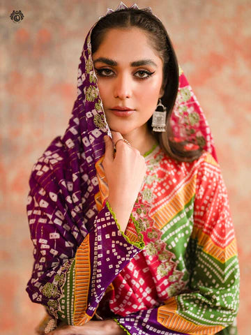 ZN773-SUMMER-3 Piece Unstitched Digital Printed Lawn Suit - Digital Printed Daimond Dupatta