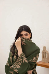 3PC EMBROIDERED DHANAK SUIT - ZN-1415