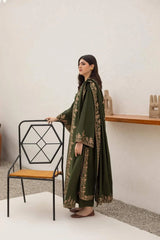 3PC EMBROIDERED DHANAK SUIT - ZN-1415