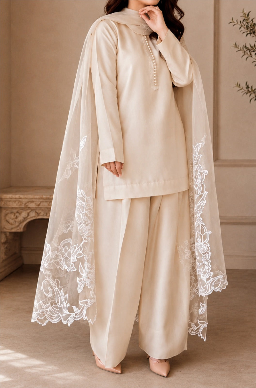 Embroidered 3 Piece Unstitched Lawn Suit- ZN1402