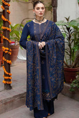ZN609-WINTER 3PC Embroidered Shirt With Heavy Embroidered Dhanak Shawl
