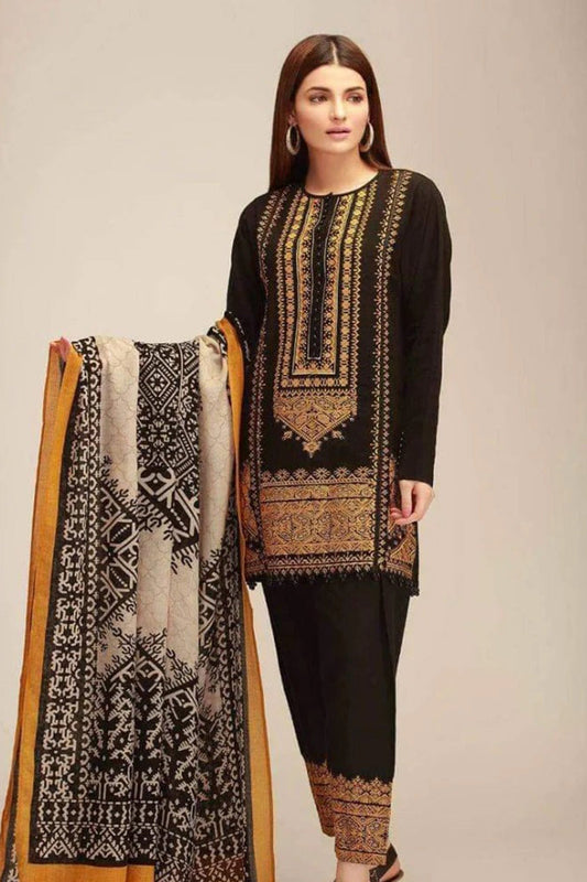 ZN424-WINTER UNSTITCHED 3PC Dhanak Embroidered Suit with Printed Wool Shawll