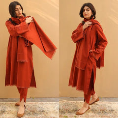 3PC EMBROIDERED DHANAK SUIT - ZN-565
