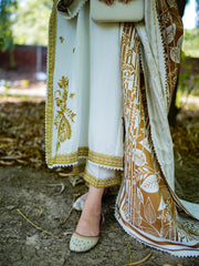 3PC EMBROIDERED DHANAK SUIT - ZN-1442