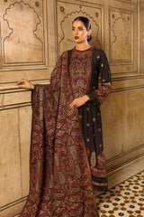 ZN546-WINTER 3-Pc Embroidered Dhanak Suit with Heavy Embroidered Dhanak Shawll