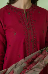 3PC EMBROIDERED DHANAK SUIT - ZN-1433