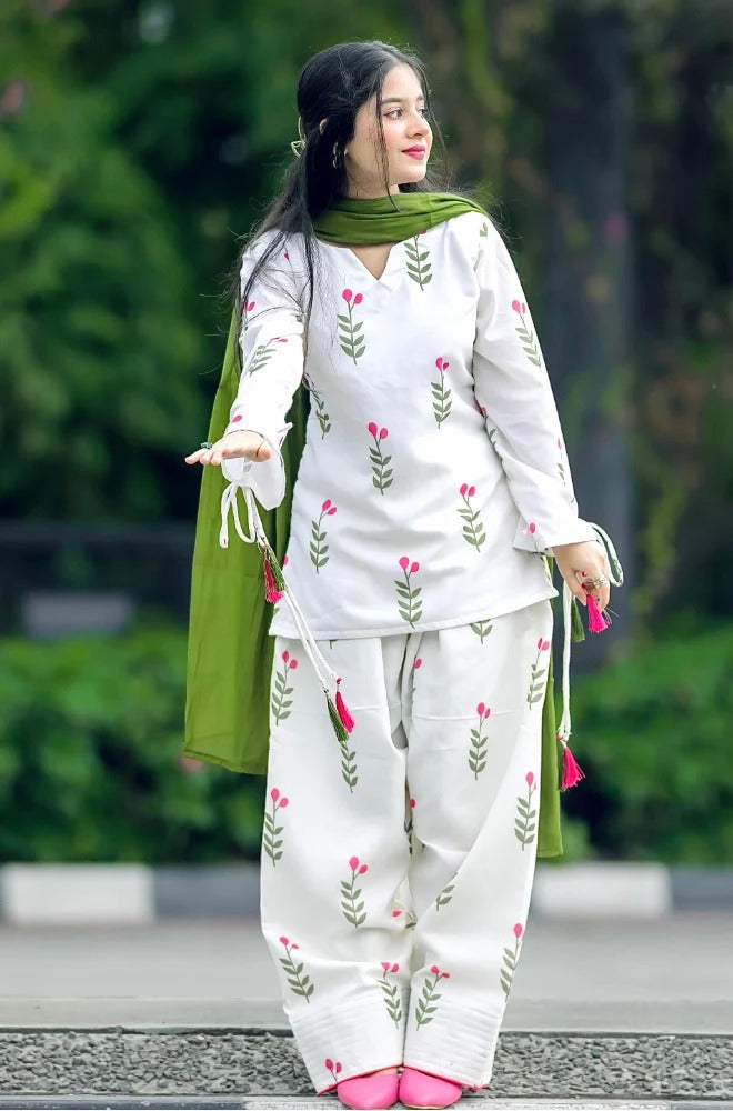 ZONIYA   SUMMER  3 piece Lawn frock style Printed suit -ZN1403