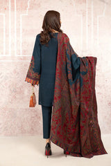 ZN582-WINTER 3PC Khaddar Embroidered Suit with Printed Wool Shawll