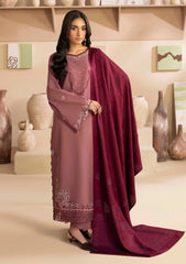 3PC EMBROIDERED DHANAK SUIT - ZN-1496