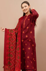 ZN905-3PC Winter Dhannak Embroidered suit with Printed Shawll