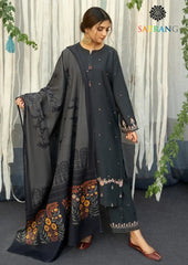 3PC EMBROIDERED DHANAK SUIT - ZN-1436