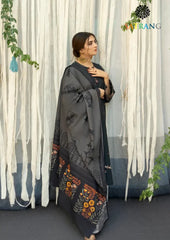 3PC EMBROIDERED DHANAK SUIT - ZN-1436