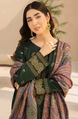 3PC EMBROIDERED DHANAK SUIT - ZN-1429
