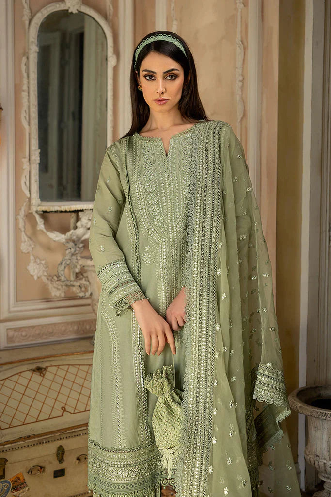 ZN223 SOBIA NAZIR EMBROIDERED 3PC LAWN DRESS WITH Embroidered Organza Dopata