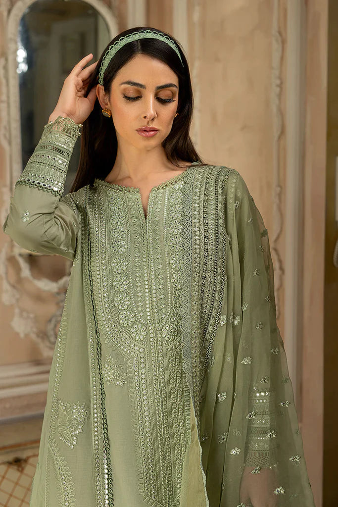 ZN223 SOBIA NAZIR EMBROIDERED 3PC LAWN DRESS WITH Embroidered Organza Dopata