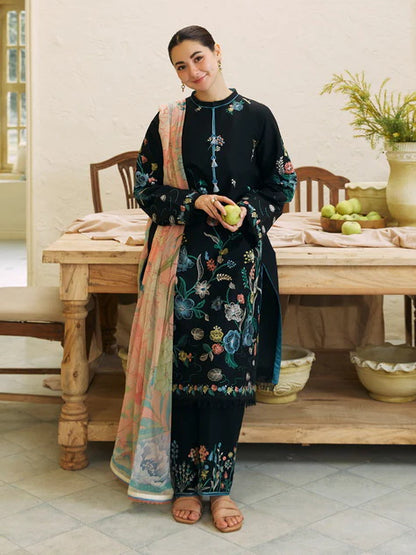 ZN757-SUMMER - 3PC Lawn Heavy Embroidered Shirt With Printed Dupatta Fancy Monar