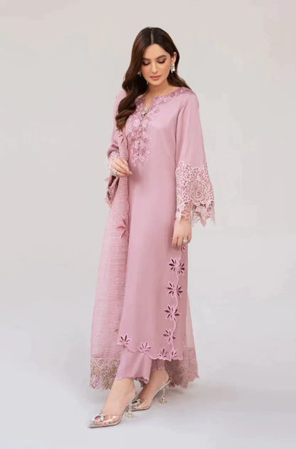 zn613-winter Linen Unstitched 3 Piece Embroidered Dress with Embroidered Organza Duppatta