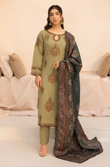 3PC EMBROIDERED DHANAK SUIT - ZN-1419