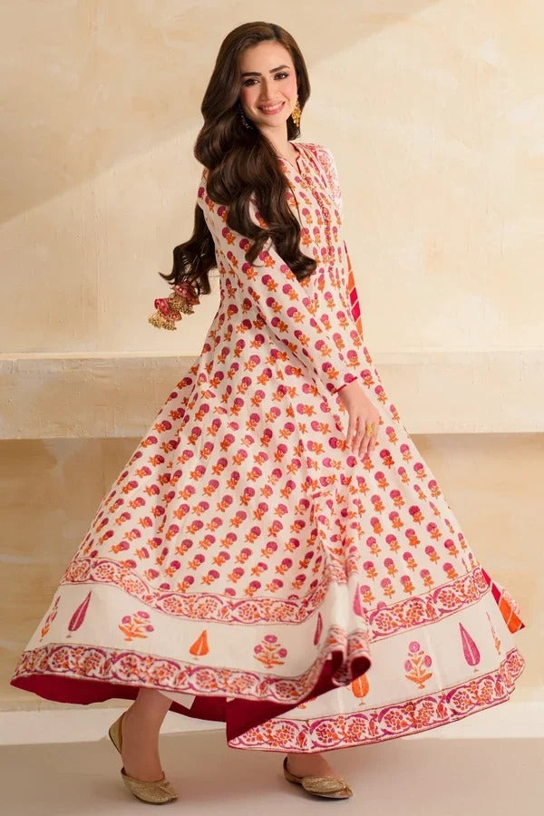 Sana Javed - 3 piece Lawn frock style Printed suit -ZN1405