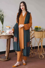 ZN400 -WINTER  3PC Dhanak suit with Embroidered Shawll