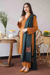 ZN400 -WINTER  3PC Dhanak suit with Embroidered Shawll