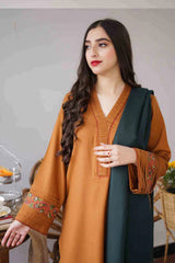 ZN400 -WINTER  3PC Dhanak suit with Embroidered Shawll