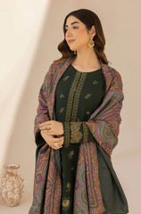 3PC EMBROIDERED DHANAK SUIT - ZN-1429