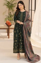3PC EMBROIDERED DHANAK SUIT - ZN-1429