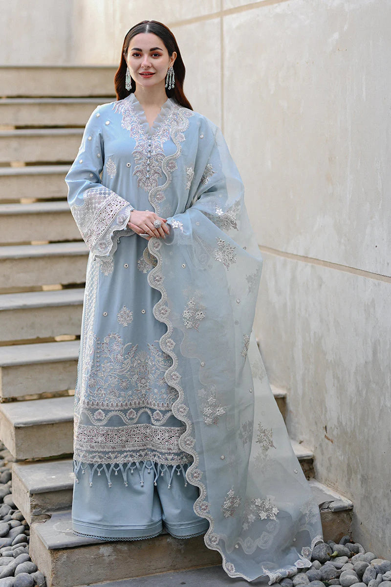 ZN1037 - QALAMKAR 3PC Lawn Embroidered Suit
