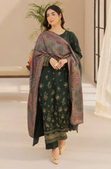 3PC EMBROIDERED DHANAK SUIT - ZN-1429