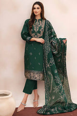 ZN938-WINTER 3PC Dhannak Embroidered suit with Printed Shawll