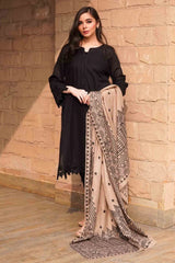 ZN557-3PC Dhanak Winter Embroidered suit with Printed Shawll