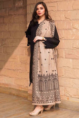 ZN557-3PC Dhanak Winter Embroidered suit with Printed Shawll