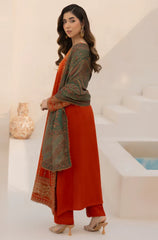 3PC EMBROIDERED DHANAK SUIT - ZN-1435