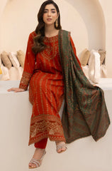 3PC EMBROIDERED DHANAK SUIT - ZN-1435