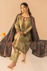 3PC EMBROIDERED DHANAK SUIT - ZN-1419