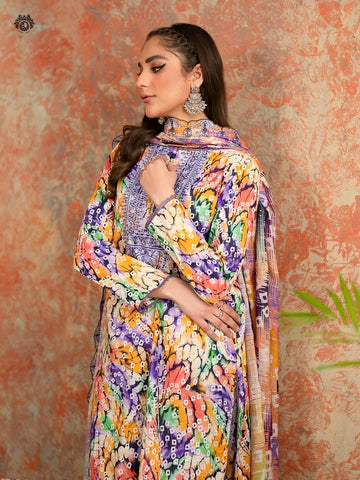 ZN764-SUMMER-3 Piece Unstitched Digital Printed Lawn Suit - Digital Printed Daimond Dupatta