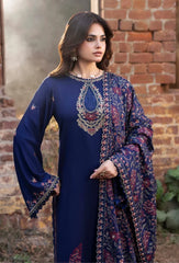 3PC EMBROIDERED DHANAK SUIT - ZN-1487