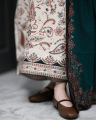 3PC EMBROIDERED DHANAK SUIT - ZN-1479