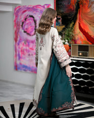 3PC EMBROIDERED DHANAK SUIT - ZN-1479