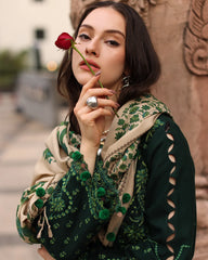 3PC EMBROIDERED DHANAK SUIT - ZN-1479