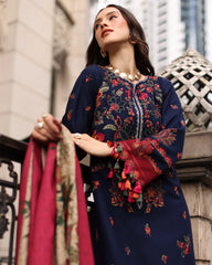 3PC EMBROIDERED DHANAK SUIT - ZN-1478