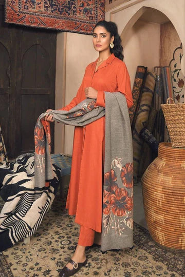 ZN812-Winter 3 Piece Dhanak Suit with digital printed wool shawll