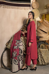 ZN813-Winter 3 Piece Dhanak Suit with digital printed wool shawll